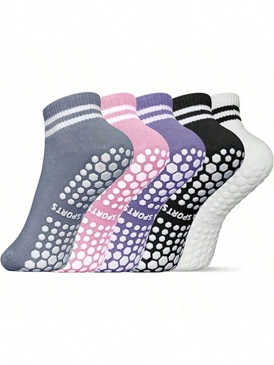 Fitness Yoga Pilates - 5 Pairs Women Double Stripe Non