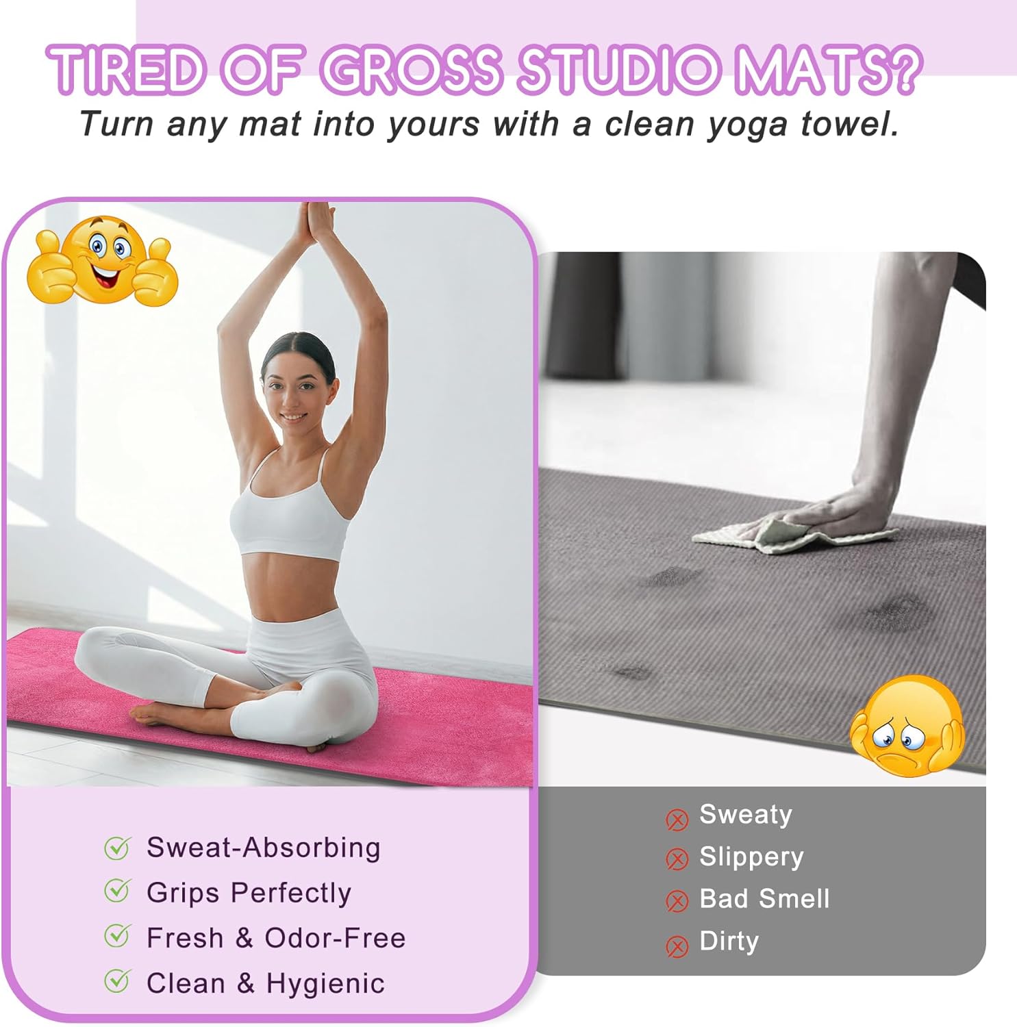 Yoga Mat Towel, Extra Thick 60 - Fitness Yoga Pilates review and price
