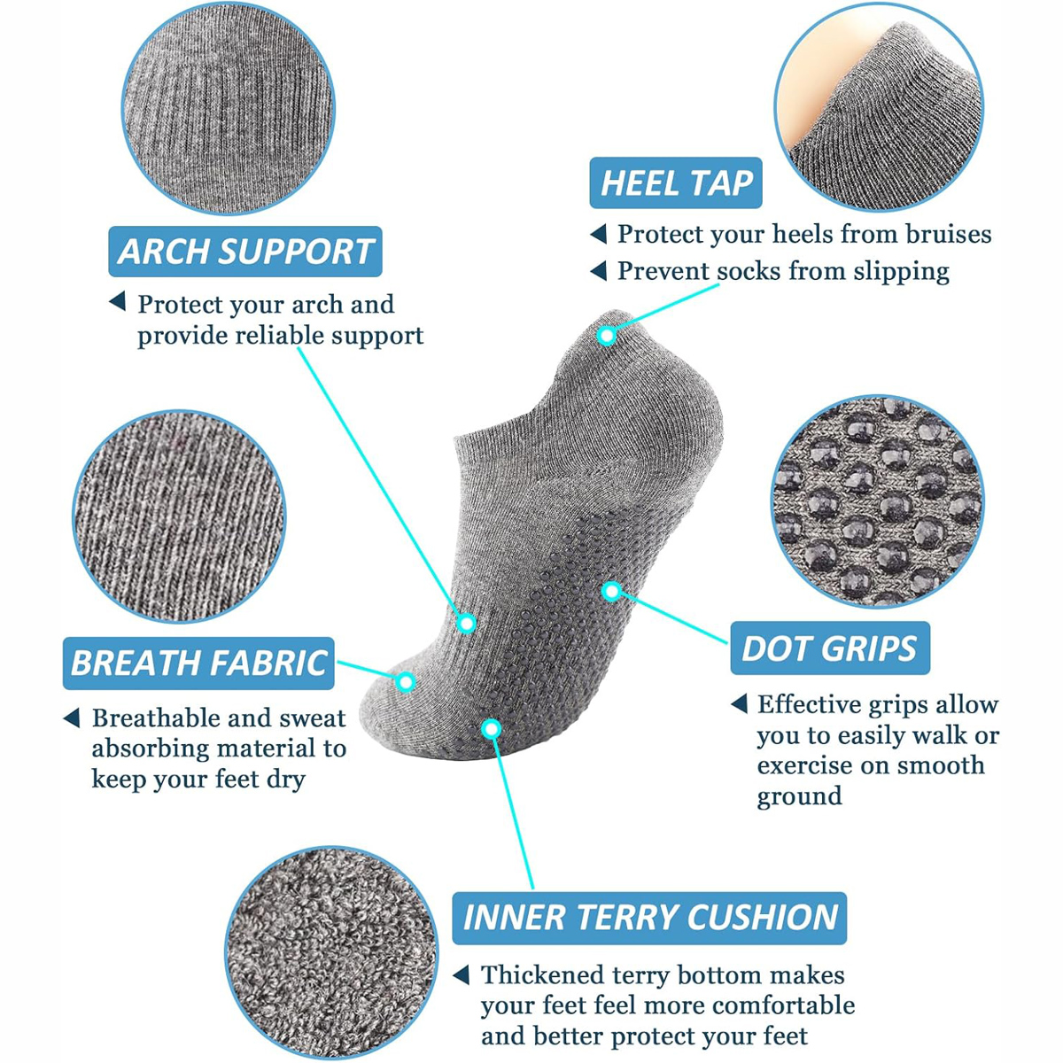 6 Pairs Yoga Socks for Women P - Pilates Yoga Grip Socks review and price