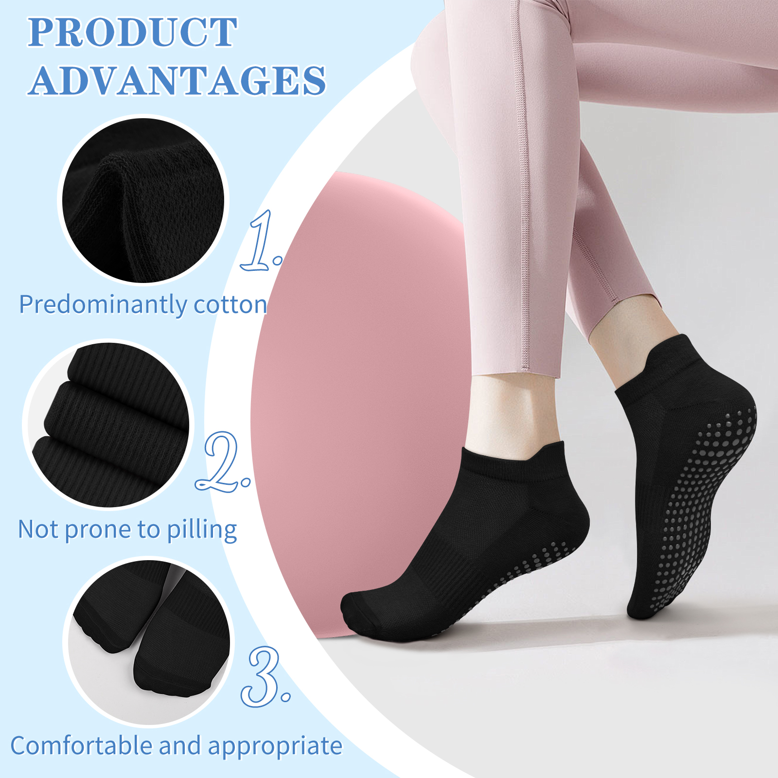 3 Pairs Yoga Socks Women Cotto - Pilates Yoga Gym review and price